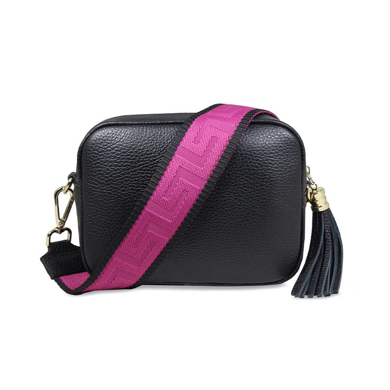 Plain black leather crossbody bag Clearance