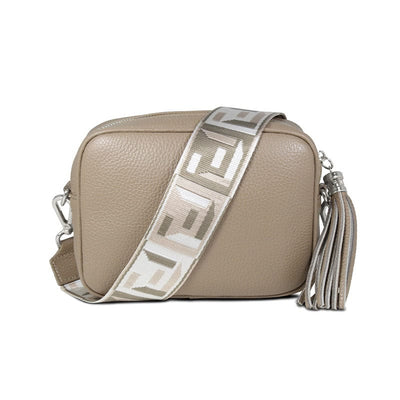 Coco: Pale Taupe Leather & Geometric