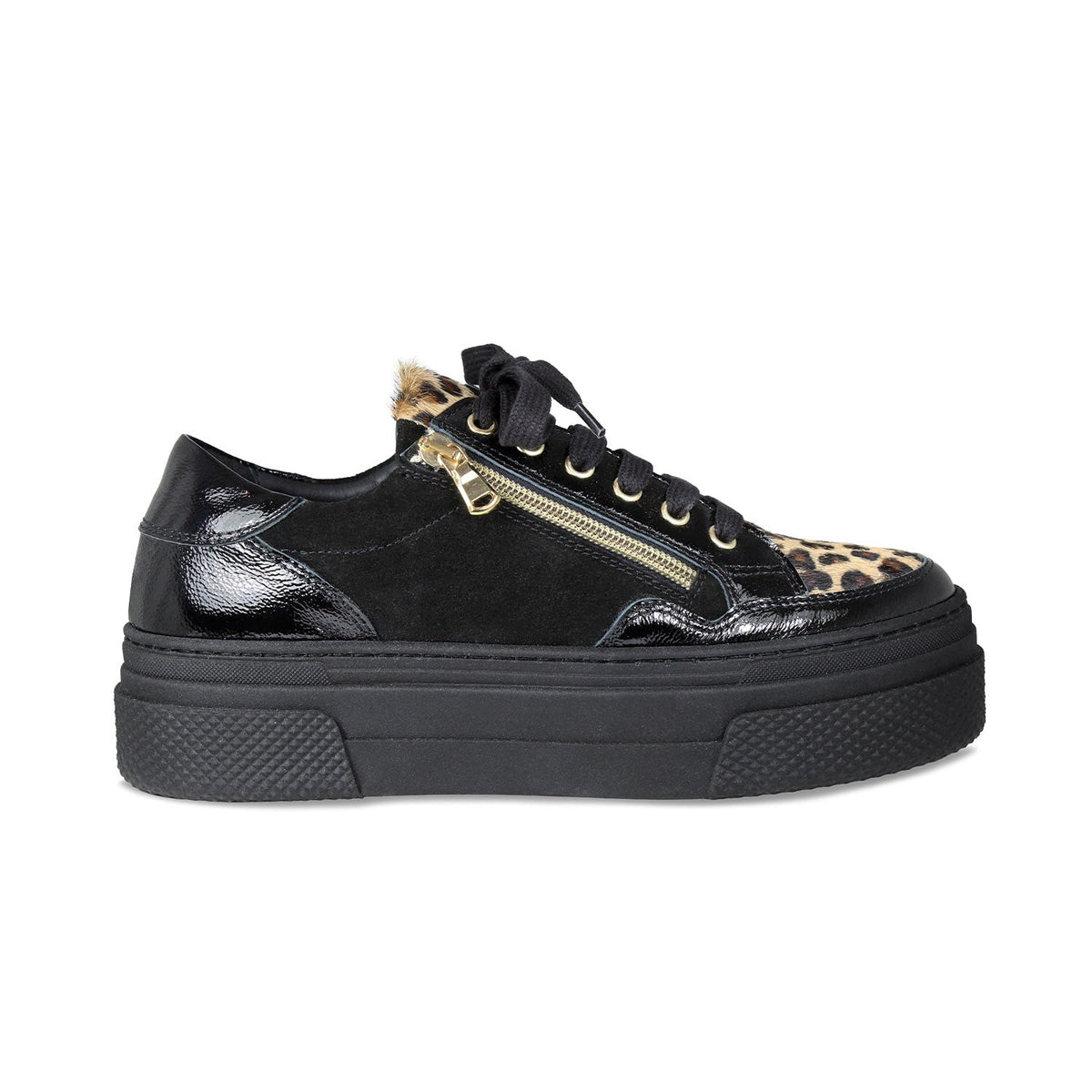Denver-Fur: Black Patent, Suede & Luxe Leopard Shoes Sole Bliss