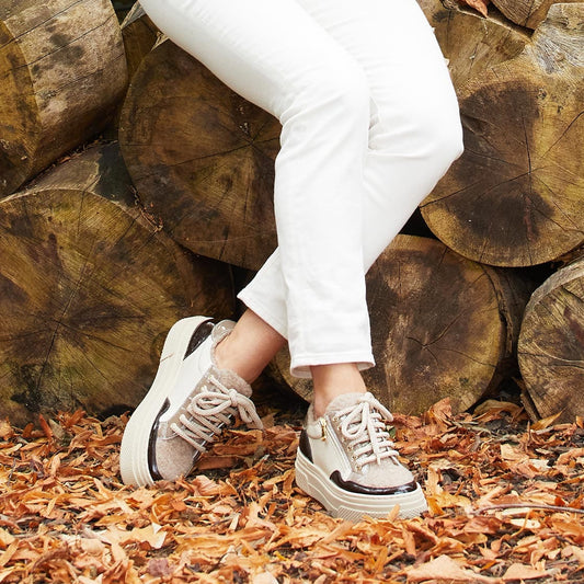 Denver: Taupe Multi Patent & Wool Lining Shoes Sole Bliss
