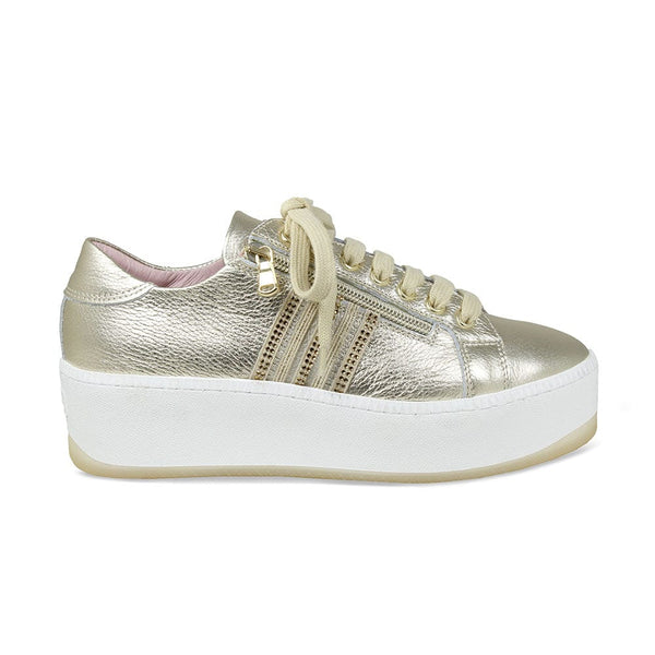 Gold cheap leather sneakers