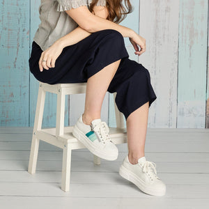 Shoes Diva: White Leather & Turquoise Multi Sole Bliss USA