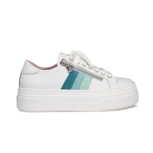 Diva: White Leather & Turquoise Multi Shoes Sole Bliss