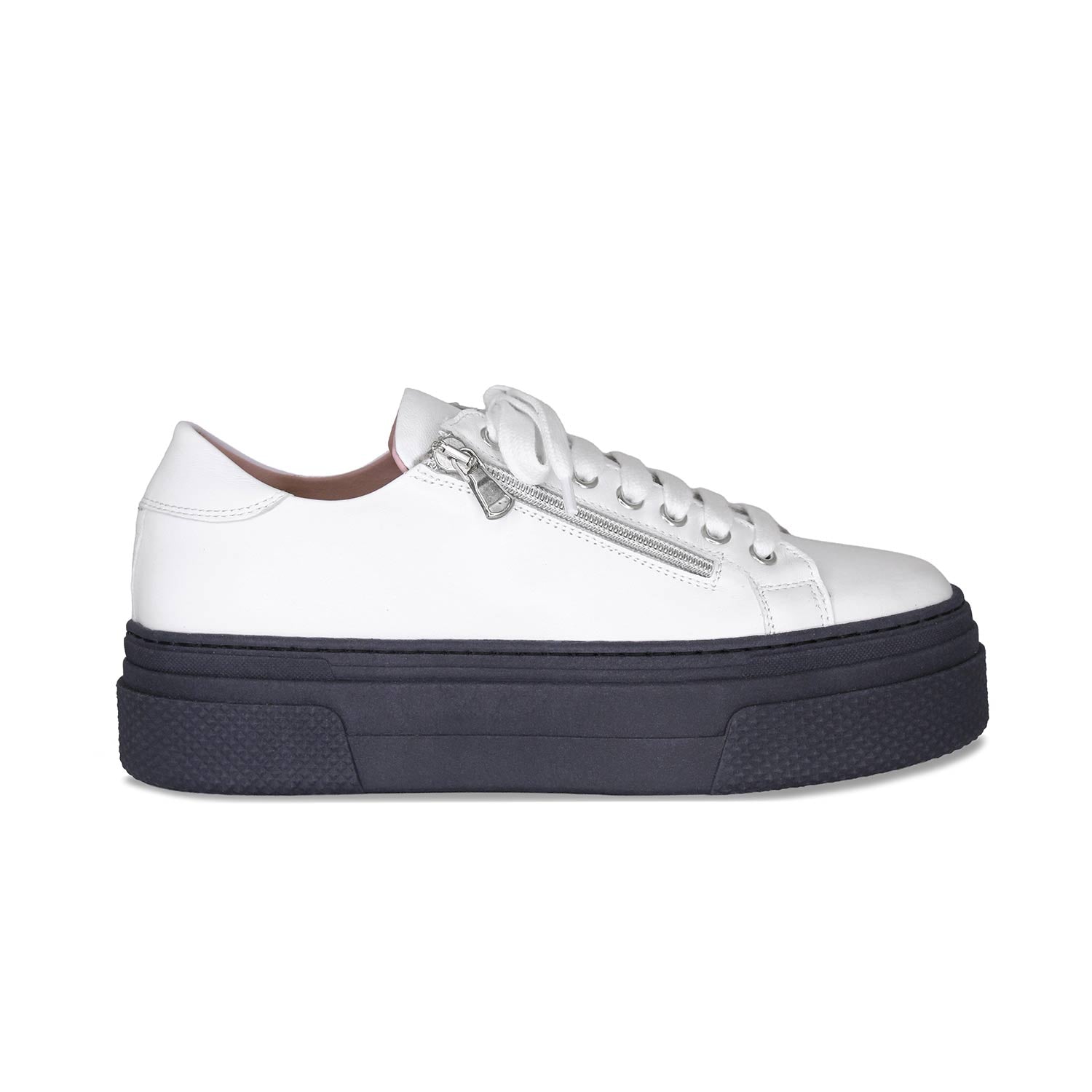 Diva: White Leather & Navy Shoes Sole Bliss