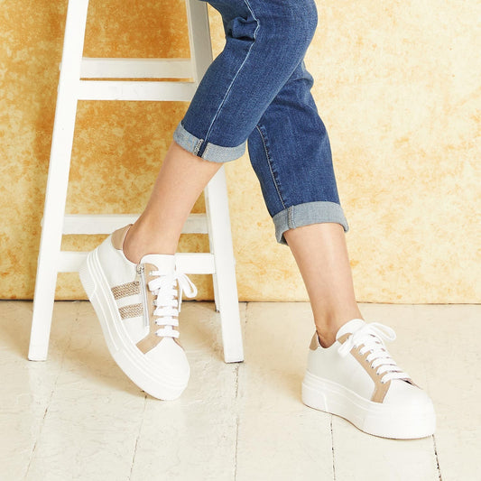 Diva: White Leather & Taupe Raffia Shoes Sole Bliss