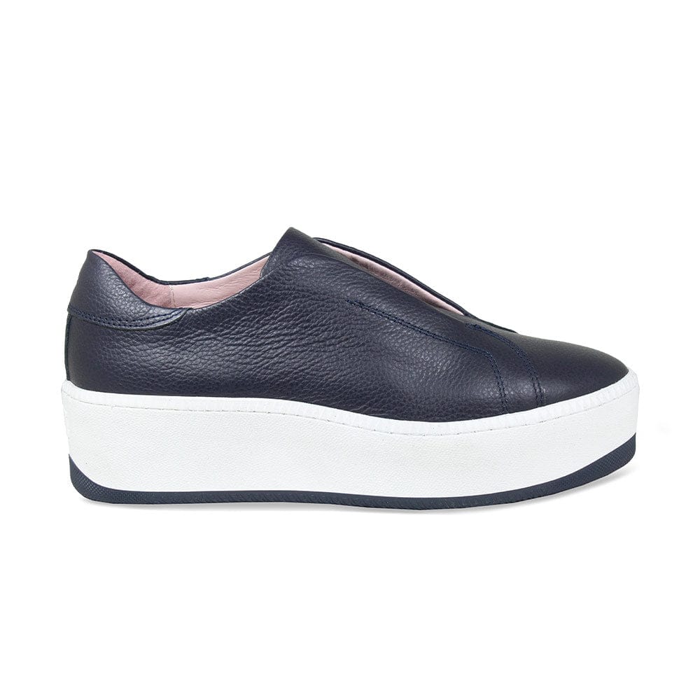 Drama: Navy Leather - Slip-On Sneakers for Bunions | Sole Bliss USA