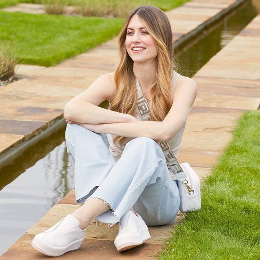 Coco: White Leather & Geometric Bags Sole Bliss