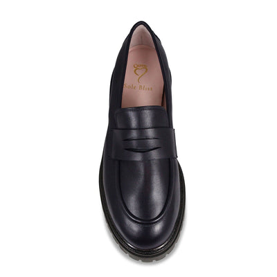 Fame: Navy Leather Shoes Sole Bliss