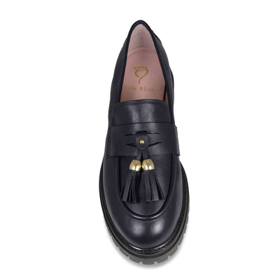 Fame: Navy Leather Shoes Sole Bliss