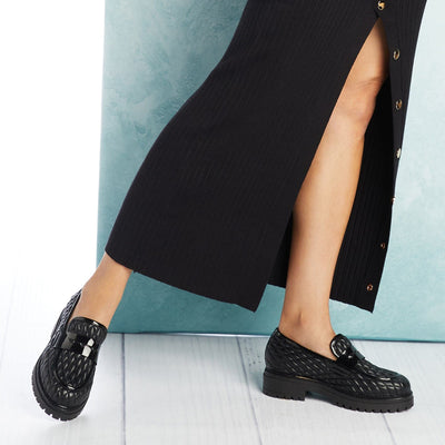 Shoes Fantasy: Black Quilted Leather Sole Bliss USA