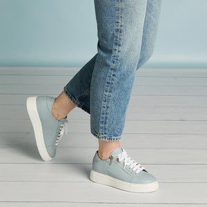 Shoes Feather: Pale Blue Leather Sole Bliss USA