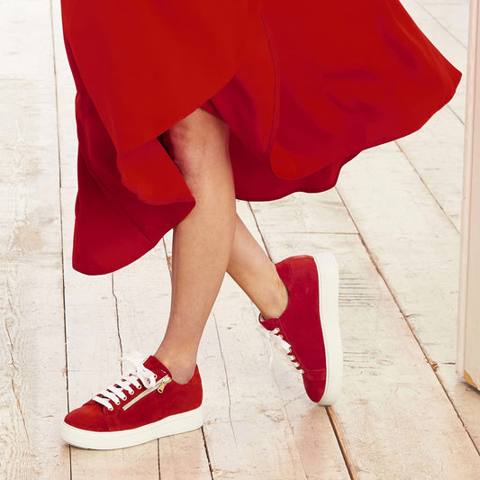 Feather: Red Suede Shoes Sole Bliss