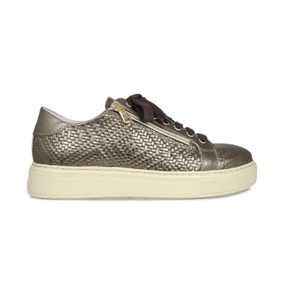 Shoes Feather: Pewter Weave Leather Sole Bliss USA
