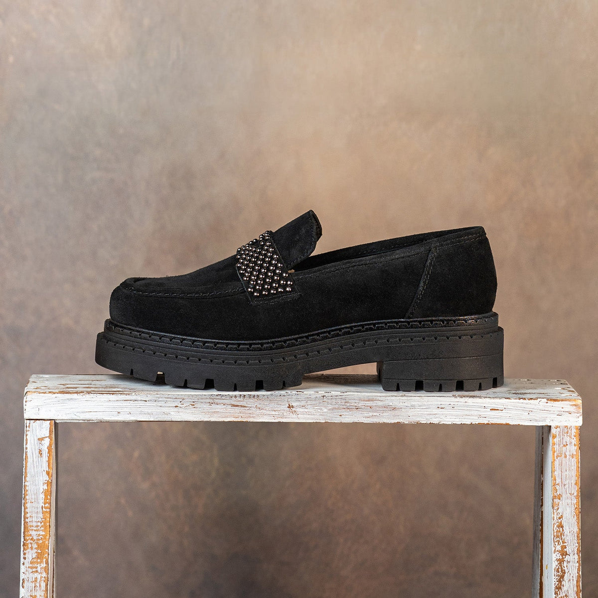 Fitz: Black Suede & Studs Shoes Sole Bliss