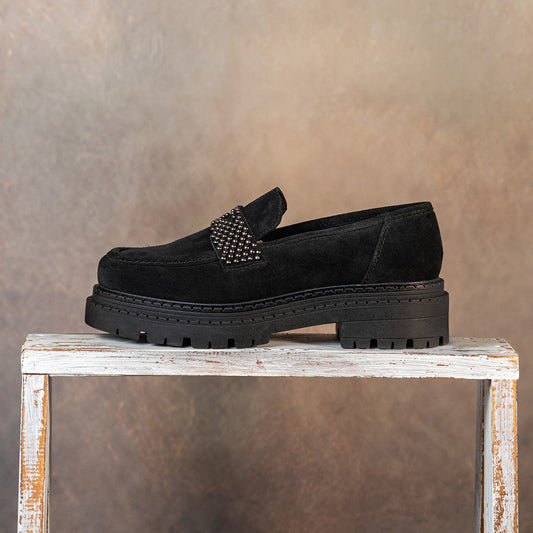 Fitz: Black Suede & Studs Shoes Sole Bliss