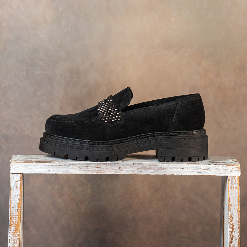 Fitz: Black Suede & Studs Shoes Sole Bliss