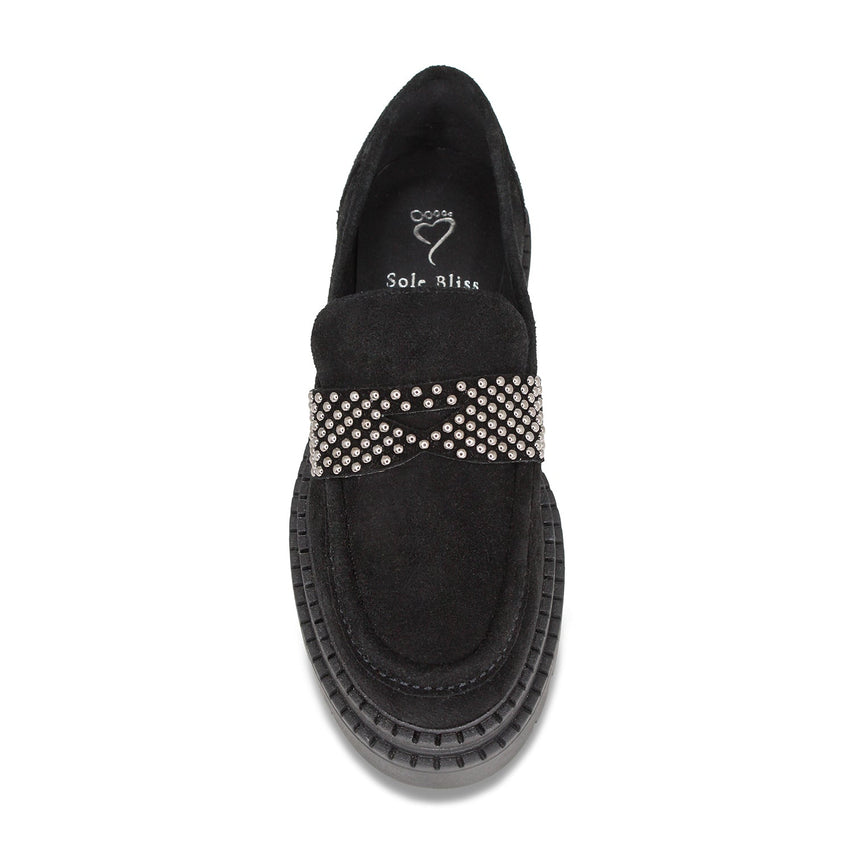 Fitz: Black Suede & Studs Shoes Sole Bliss