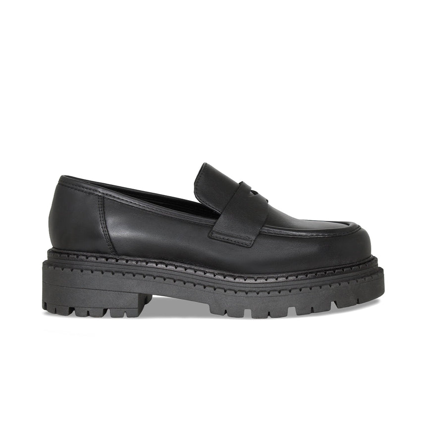 Flo: Black Leather Shoes Sole Bliss