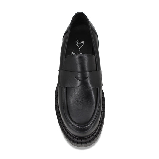 Flo: Black Leather Shoes Sole Bliss