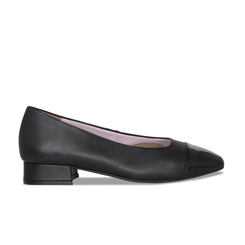 Fonda: Black Leather & Patent Shoes Sole Bliss