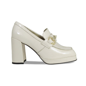 Boots Genevieve: Cream Patent Leather Sole Bliss USA