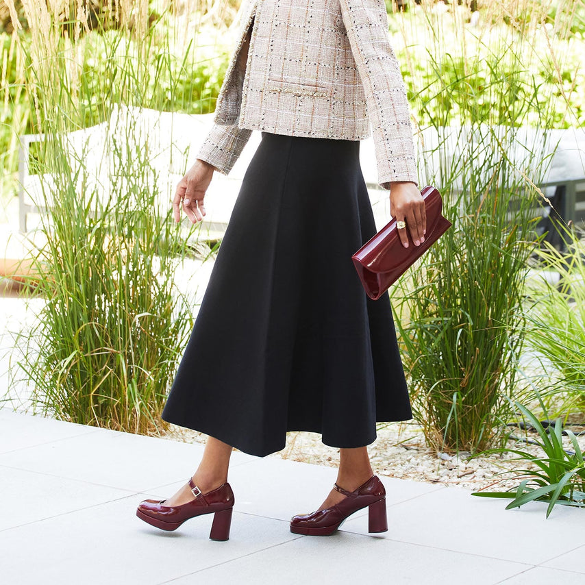 Gerri: Bordeau Patent Shoes Sole Bliss