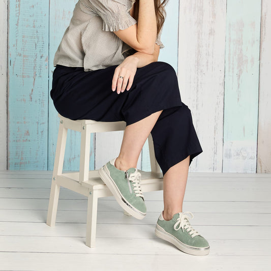 Glee: Sage Green Suede Shoes Sole Bliss