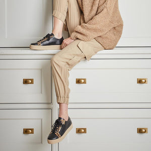 Shoes Hampton: Black Leather & Luxe Leopard Sole Bliss USA