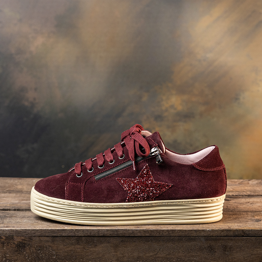 Hampton Star: Burgundy Suede & Glitter