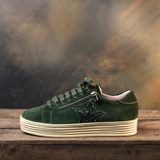 Hampton Star: Forest Green Suede & Glitter