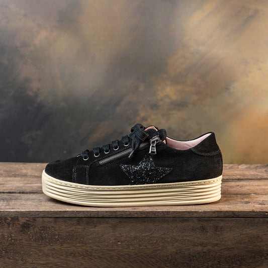 Hampton Star: Black Suede & Glitter
