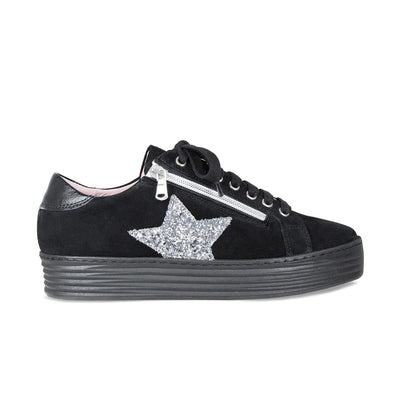 Shoes Harley-Star: Black Suede & Glitter Sole Bliss USA