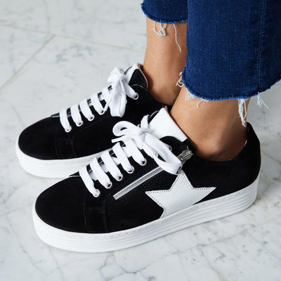 Star: Black Suede & White Leather