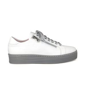 Shoes Hero: White Leather & Gray Sole Bliss USA
