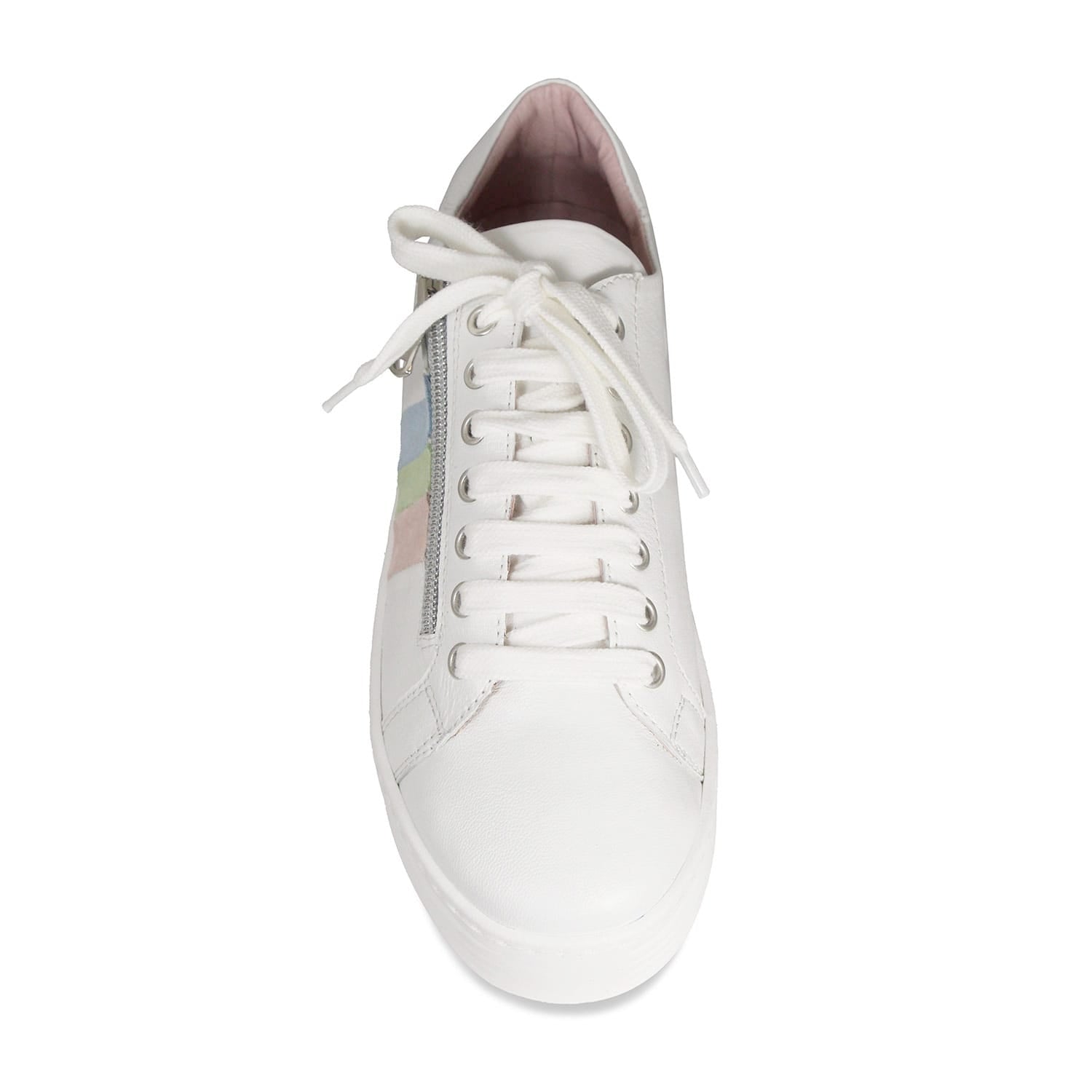 Hero-Stripe: White Leather & Multi Pastel Shoes Sole Bliss