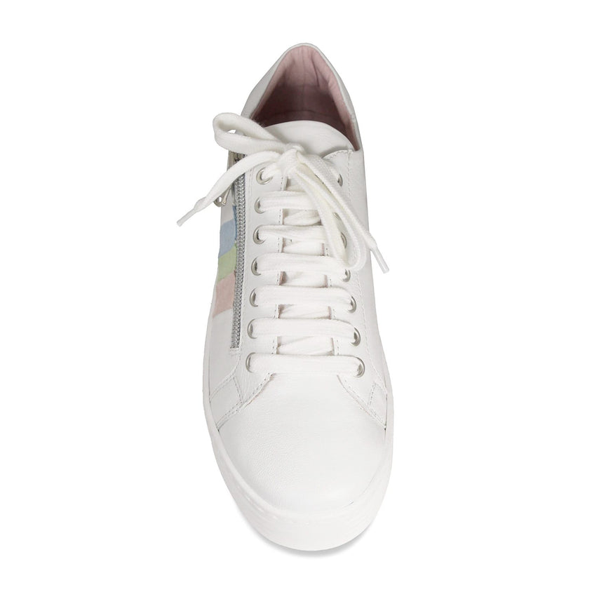 Hero-Stripe: White Leather & Multi Pastel Shoes Sole Bliss