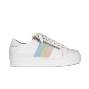Shoes Hero-Stripe: White Leather & Multi Pastel Sole Bliss USA
