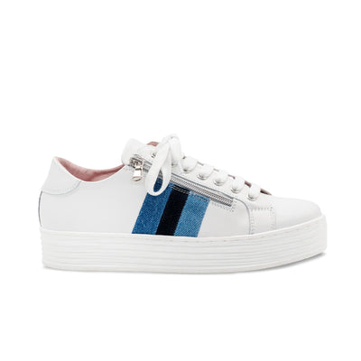 Shoes Hero-Stripe: White Leather & Multi Denim Sole Bliss USA