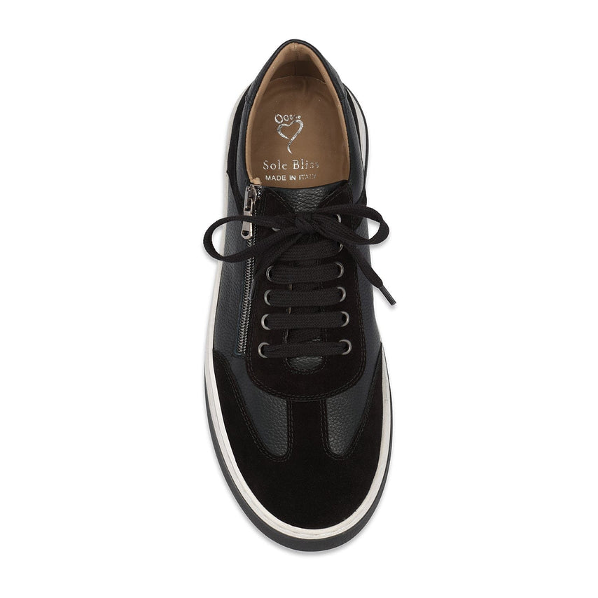 Samson: Black Leather & Suede | Men's Trainers for Plantar Fasciitis Shoes Sole Bliss