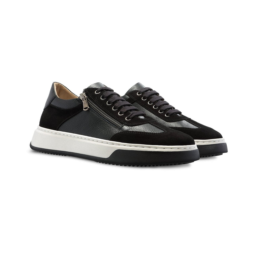 Samson: Black Leather & Suede | Men's Trainers for Plantar Fasciitis Shoes Sole Bliss