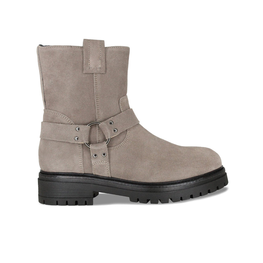 Indie: Taupe Suede & Gunmetal Boots Sole Bliss