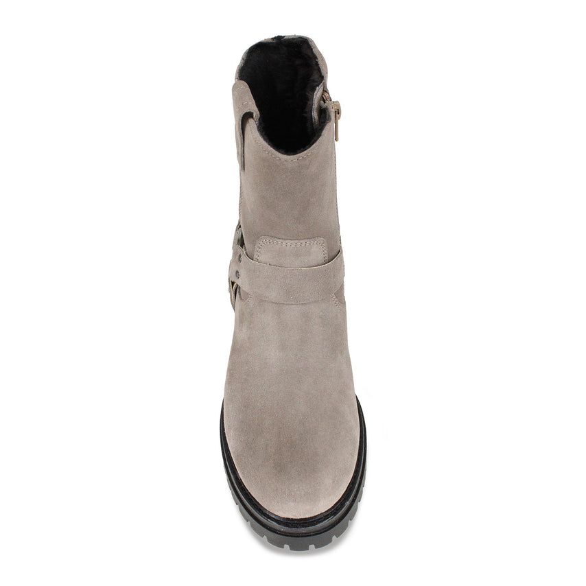 Indie: Taupe Suede & Gunmetal Boots Sole Bliss