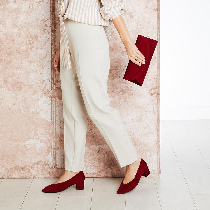 Ingrid: Cherry Red Suede Shoes Sole Bliss
