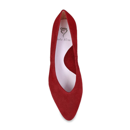 Ingrid: Cherry Red Suede Shoes Sole Bliss