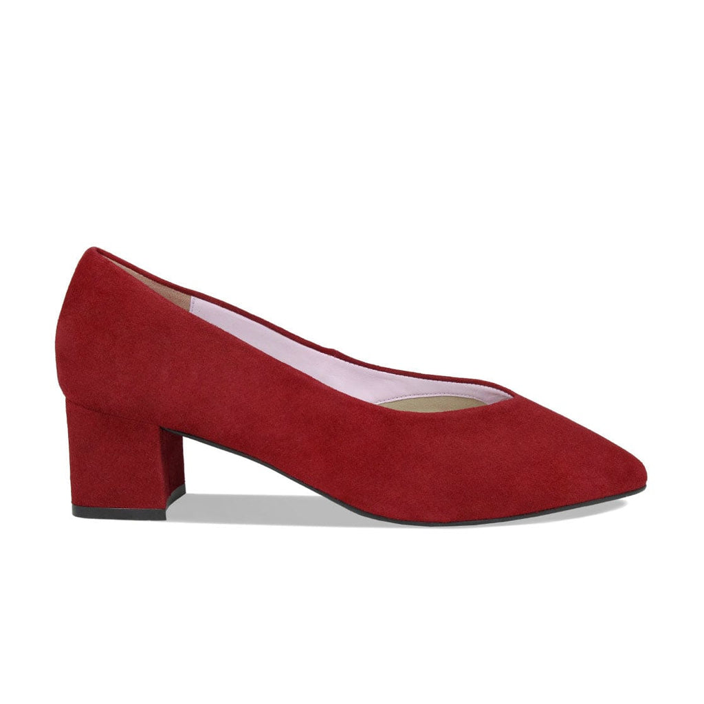 Ingrid Cherry Suede Comfy Block Heels for Wide Feet Sole Bliss USA