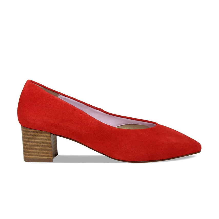 Ingrid: Coral Red Suede Shoes Sole Bliss