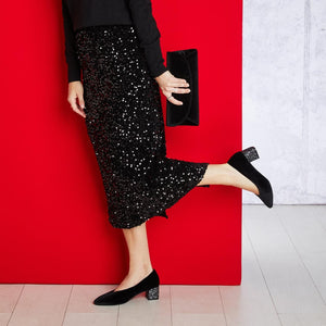 Shoes Ingrid-Glitz: Black Velvet Sole Bliss USA