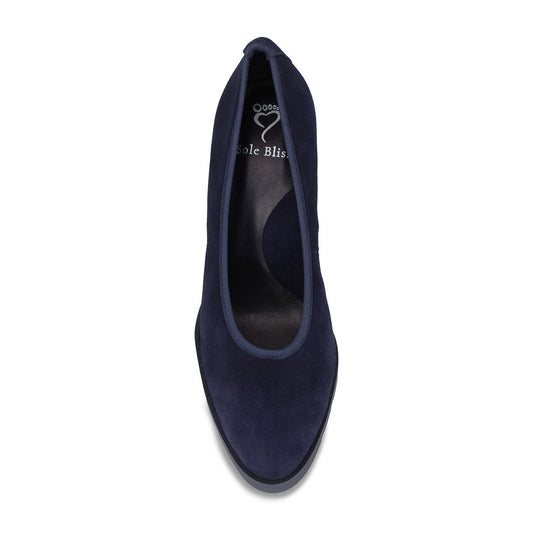 Monroe: Navy Suede Shoes Sole Bliss