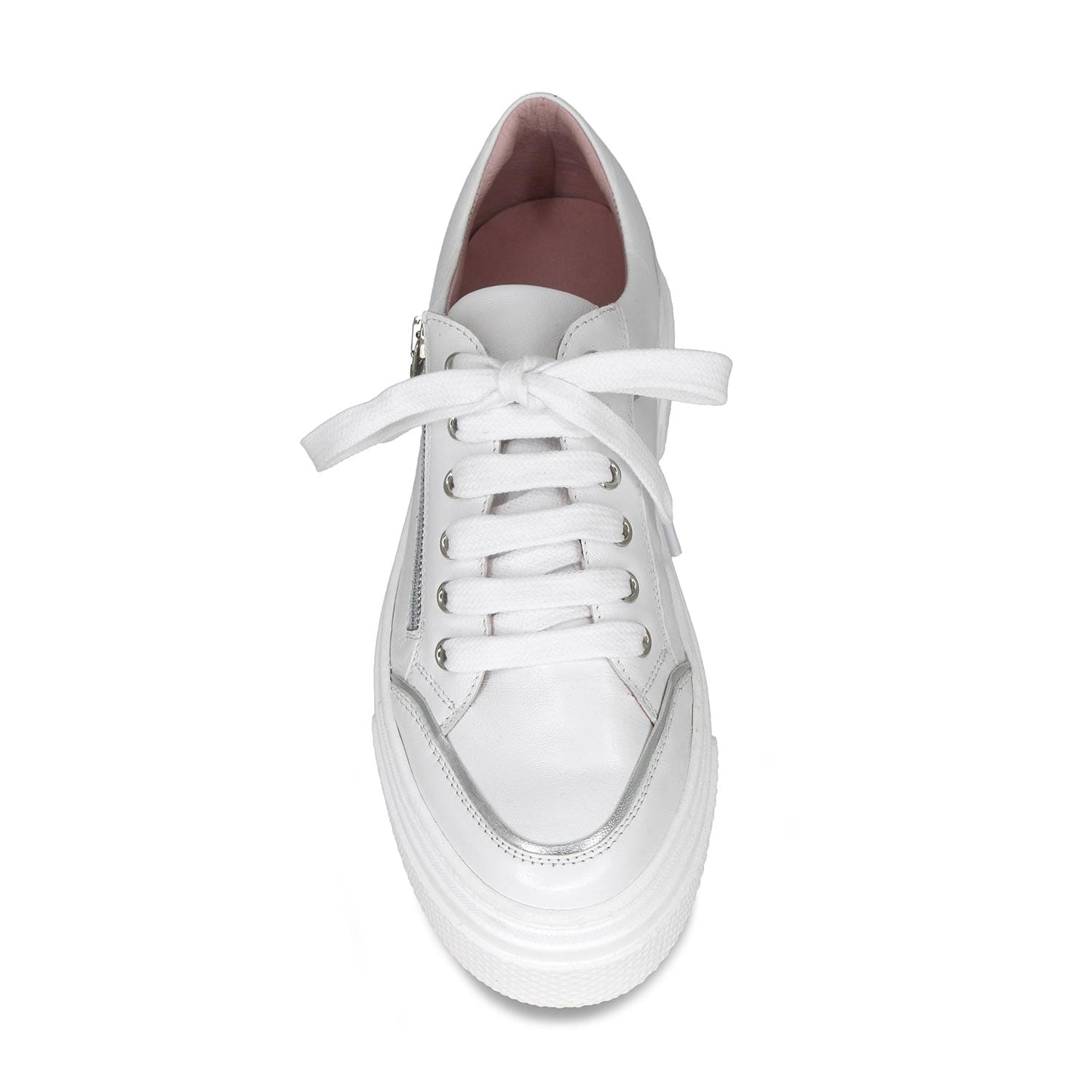 Jazz: White Leather & Silver Shoes Sole Bliss
