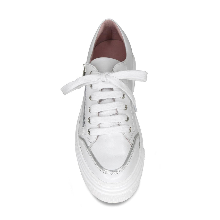 Jazz: White Leather & Silver Shoes Sole Bliss